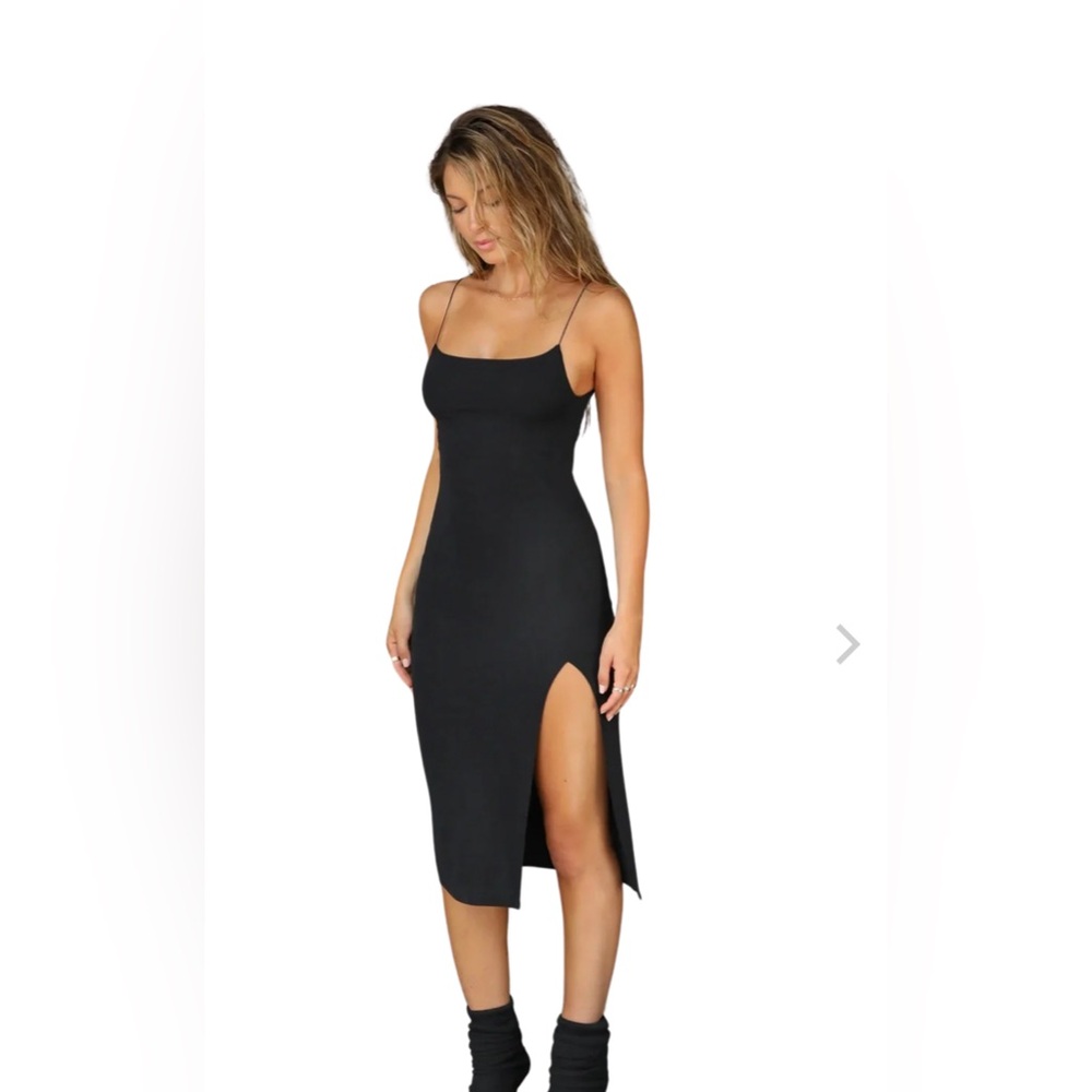 Joah Brown Black SLIT DRESS S/M - Picture 2 of 8
